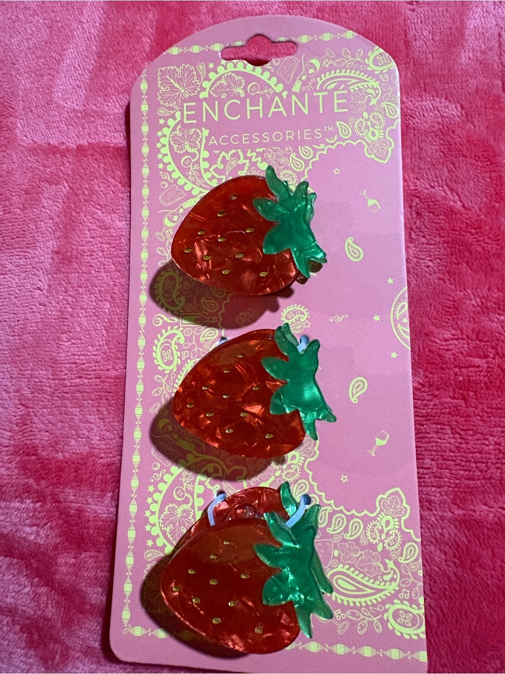 Strawberry Hair Clips - Red & Green